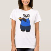 Panda als muzikant met flute t-shirt (Voorkant)