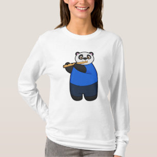 Panda als muzikant met flute t-shirt