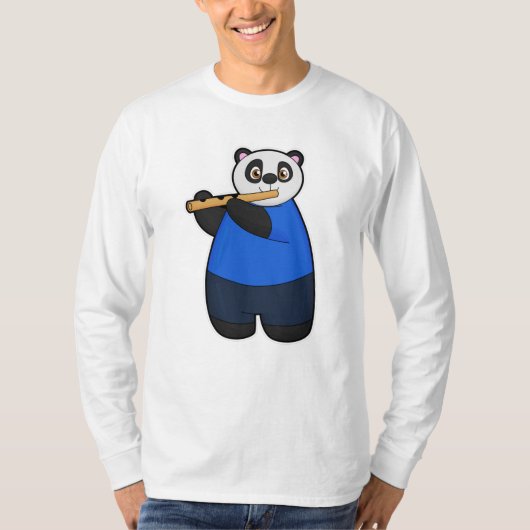 Panda als muzikant met flute t-shirt (Voorkant)
