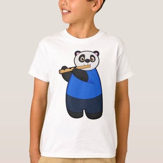 Panda als muzikant met flute t-shirt (Voorkant)