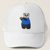 Panda als muzikant met flute trucker pet (Voorkant)