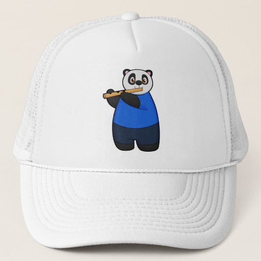 Panda als muzikant met flute trucker pet (Voorkant)