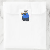 Panda als muzikant met flute vierkante sticker (Tas)
