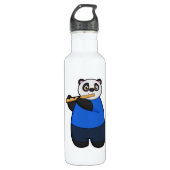Panda als muzikant met flute waterfles (Voorkant)