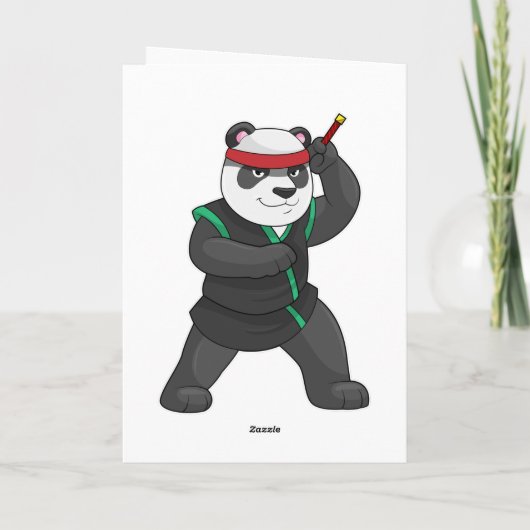 Panda als ninja in kostuum kaart (Achterkant)