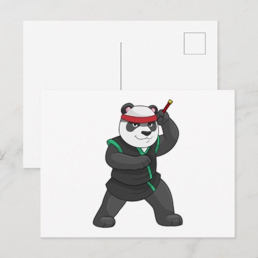 Panda als Ninja in verkleedkostuum Briefkaart (Voorkant / Achterkant)