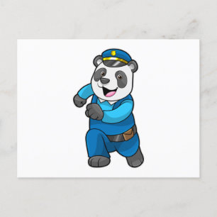 Panda als politieagent met politiehoed briefkaart
