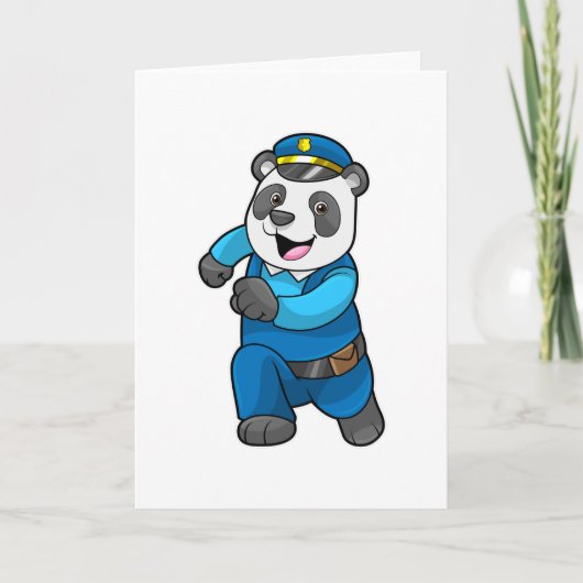 Panda als politieagent met politiehoofd kaart (Voorkant)