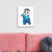 Panda als politieagent met politiële pet canvas afdruk (Insitu (Woonkamer))