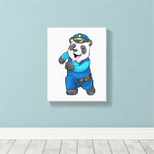 Panda als politieagent met politiële pet canvas afdruk (Insitu (Houten vloer))