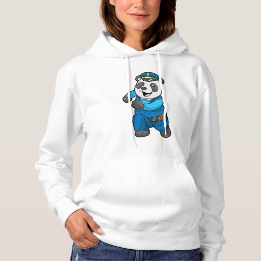 Panda als politieagent met politiële pet hoodie (Voorkant)