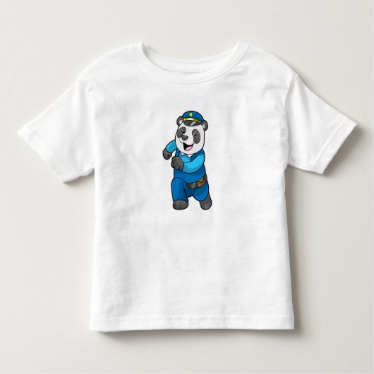 Panda als politieagent met politiële pet kinder shirts (Voorkant)