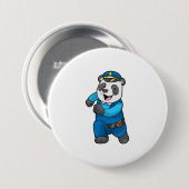 Panda als politieagent met politiële pet ronde button 7,6 cm (Voorkant /achterkant)