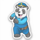 Panda als politieagent met politiële pet sticker (Voorkant)