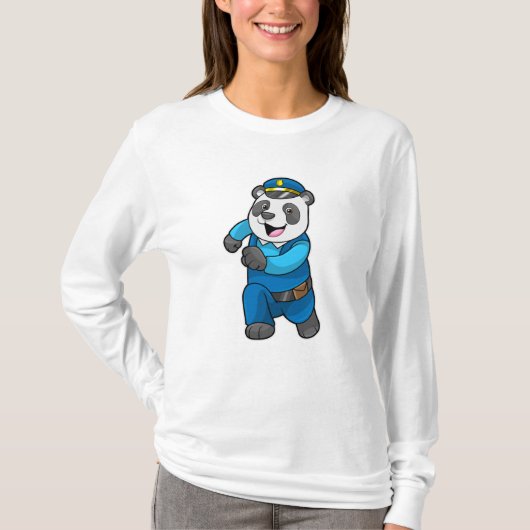 Panda als politieagent met politiële pet t-shirt (Voorkant)