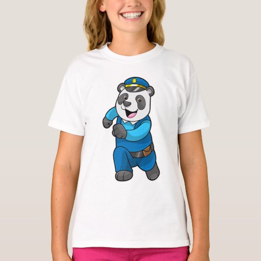 Panda als politieagent met politiële pet t-shirt (Voorkant)
