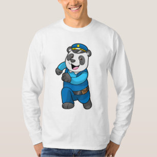 Panda als politieagent met politiële pet t-shirt