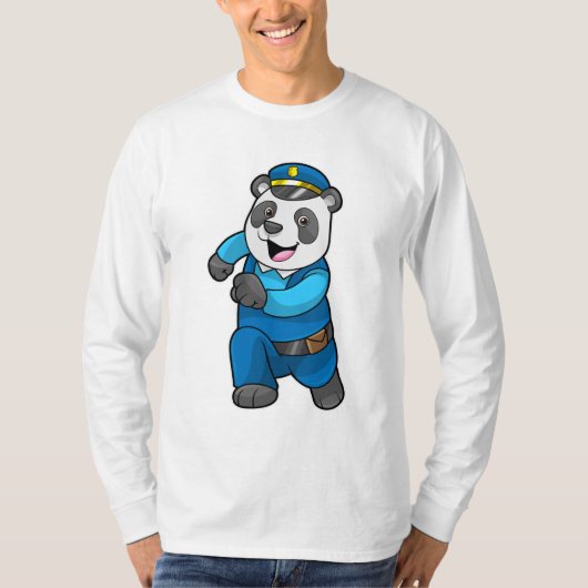 Panda als politieagent met politiële pet t-shirt (Voorkant)