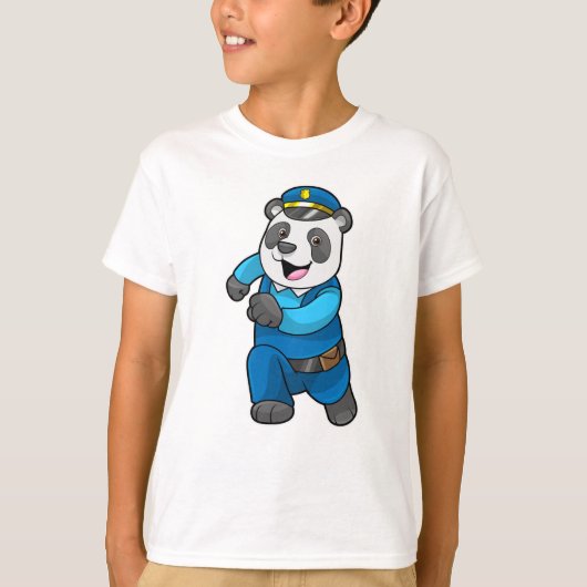 Panda als politieagent met politiële pet t-shirt (Voorkant)