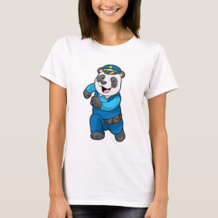 Panda als politieagent met politiële pet t-shirt