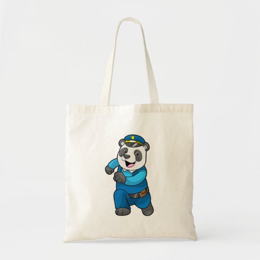 Panda als politieagent met politiële pet tote bag (Voorkant)