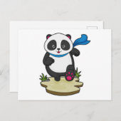 Panda als Runner met Scarf Briefkaart (Voorkant / Achterkant)