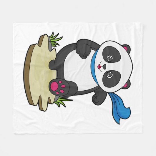 Panda als Runner met Scarf Fleece Deken (Voorkant (Horizontaal))