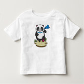 Panda als Runner met Scarf Kinder Shirts (Voorkant)
