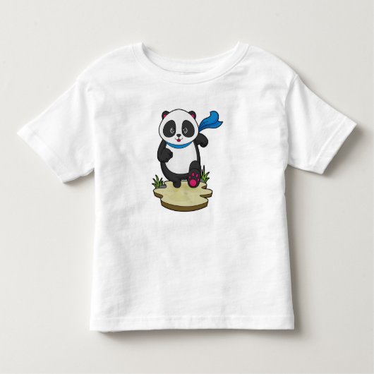 Panda als Runner met Scarf Kinder Shirts (Voorkant)