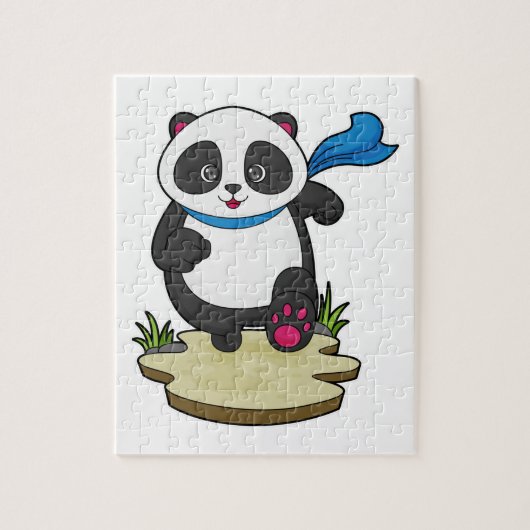 Panda als Runner met Scarf Legpuzzel (Verticaal)