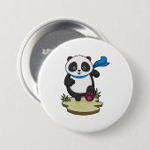 Panda als Runner met Scarf Ronde Button 7,6 Cm (Voorkant /achterkant)