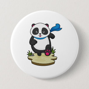 Panda als Runner met Scarf Ronde Button 7,6 Cm