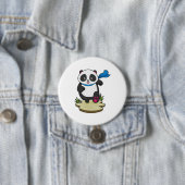 Panda als Runner met Scarf Ronde Button 7,6 Cm (In situ)