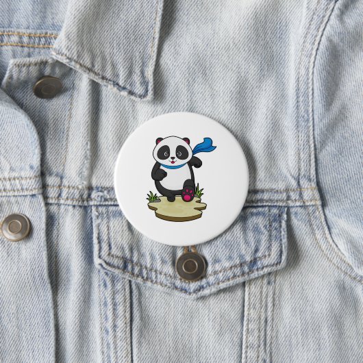 Panda als Runner met Scarf Ronde Button 7,6 Cm (In situ)