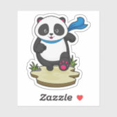 Panda als Runner met Scarf Sticker (Vel)