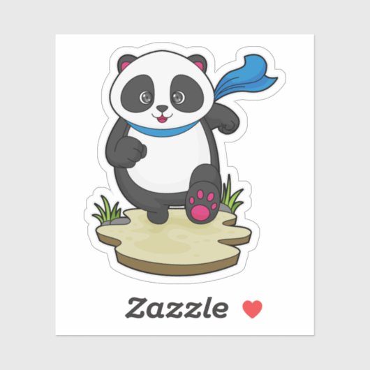 Panda als Runner met Scarf Sticker (Vel)