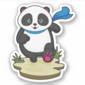 Panda als Runner met Scarf Sticker (Voorkant)
