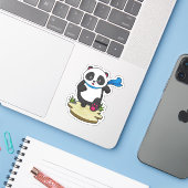 Panda als Runner met Scarf Sticker (Laptop met iPhone)