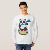 Panda als Runner met Scarf T-shirt (Voorkant volledig)