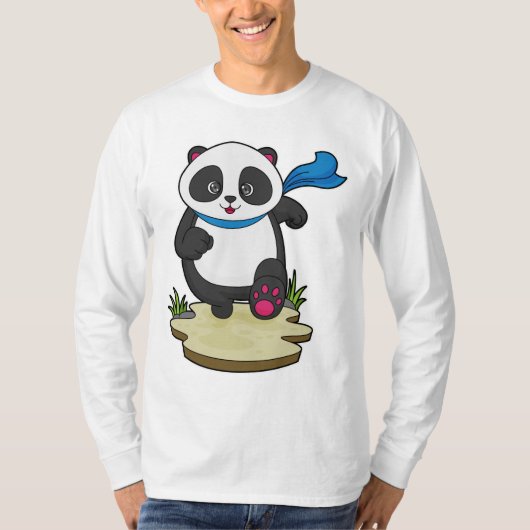 Panda als Runner met Scarf T-shirt (Voorkant)