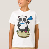 Panda als Runner met Scarf T-shirt (Voorkant)