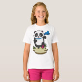 Panda als Runner met Scarf T-shirt (Voorkant volledig)