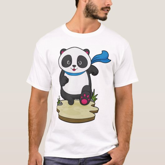 Panda als Runner met Scarf T-shirt (Voorkant)