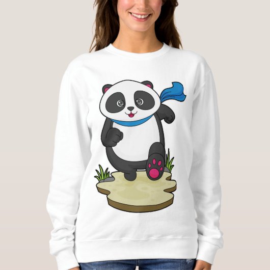 Panda als Runner met Scarf Trui (Voorkant)