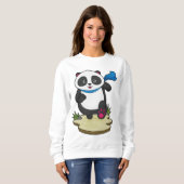 Panda als Runner met Scarf Trui (Voorkant volledig)