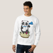 Panda als Runner met Scarf Trui (Voorkant volledig)