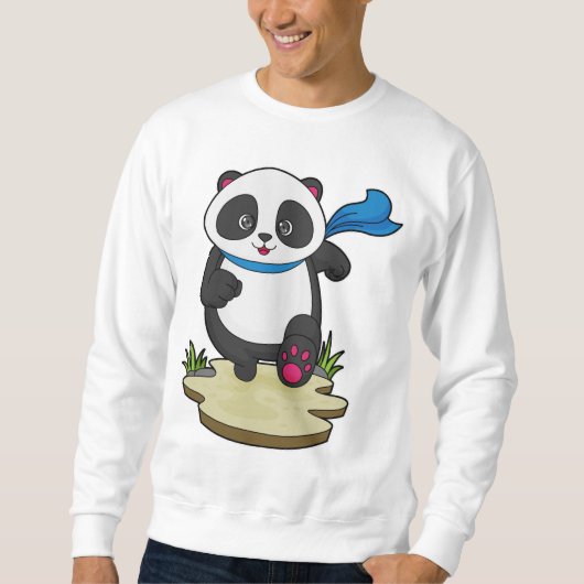 Panda als Runner met Scarf Trui (Voorkant)