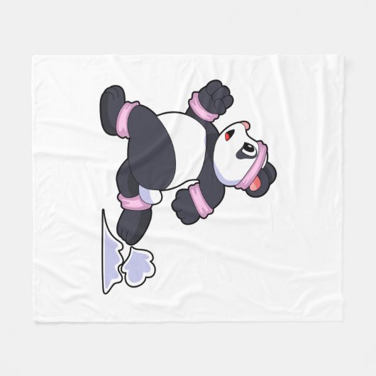 Panda als Runner op Running Fleece Deken (Voorkant (Horizontaal))