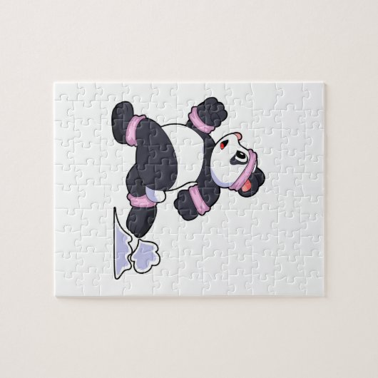 Panda als Runner op Running Legpuzzel (Horizontaal)