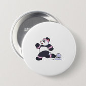 Panda als Runner op Running Ronde Button 7,6 Cm (Voorkant /achterkant)